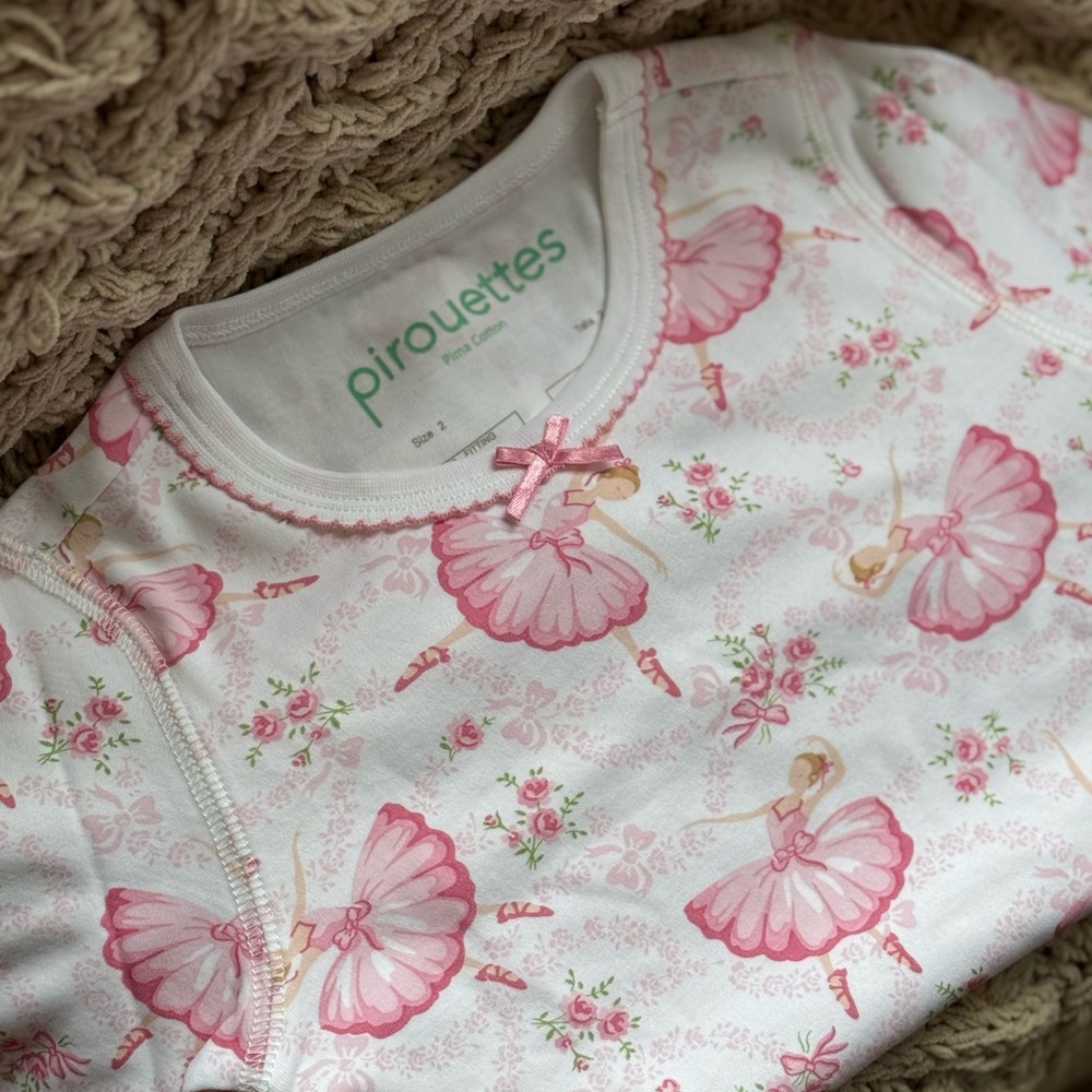 Pink Ballerina Kids Pajamas - 100% cotton pima